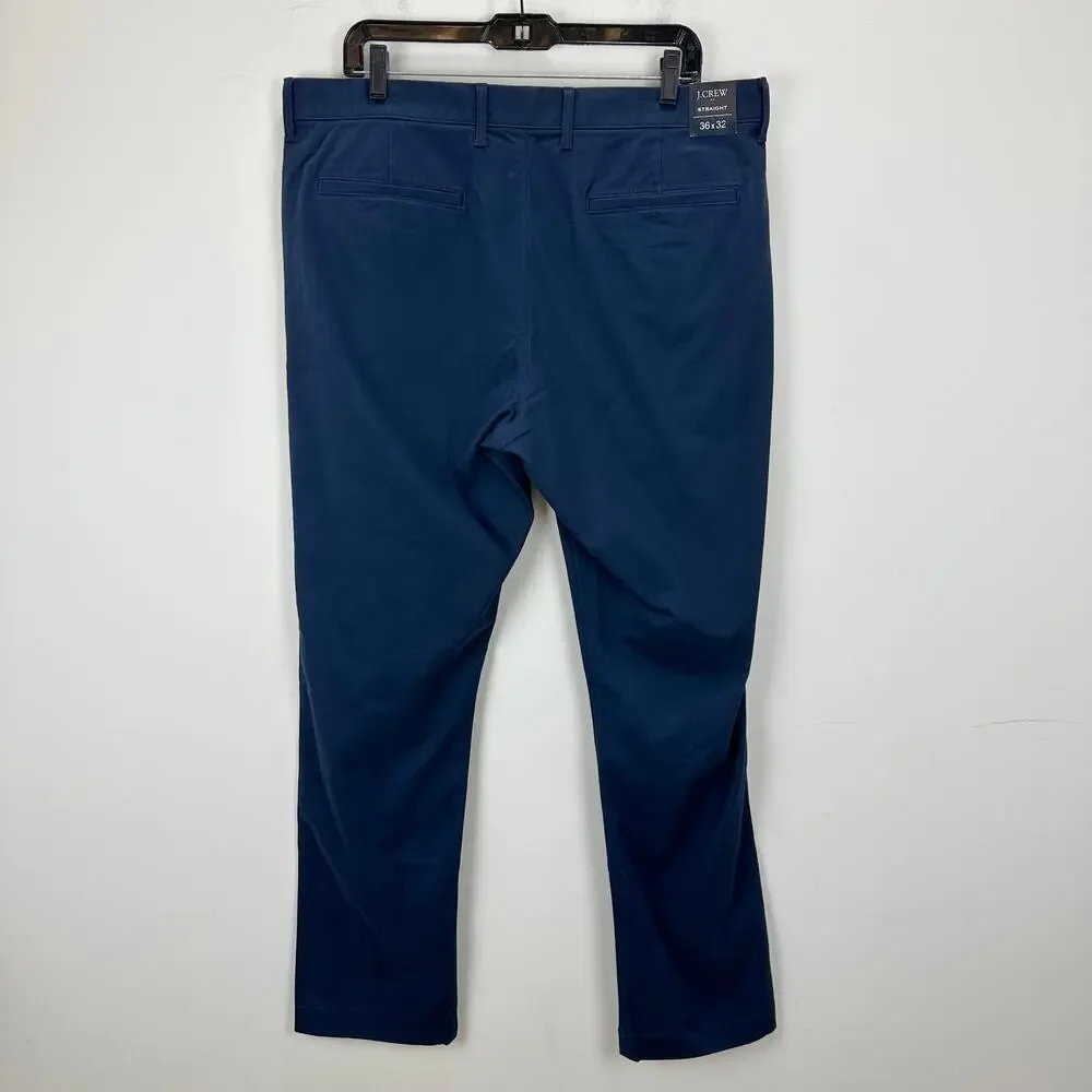 J.Crew Straight Fit TruTemp365 Chino Cotton Blend Pant Mens Navy W 36 L 32 NWT